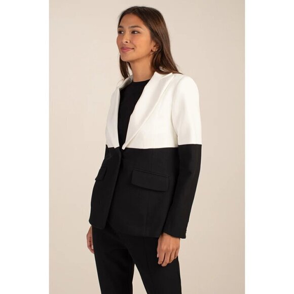 💕TRINA TURK💕 Mira Jacket ~ Luxe Drape Winter White/Black 10 NWT - Picture 3 of 14
